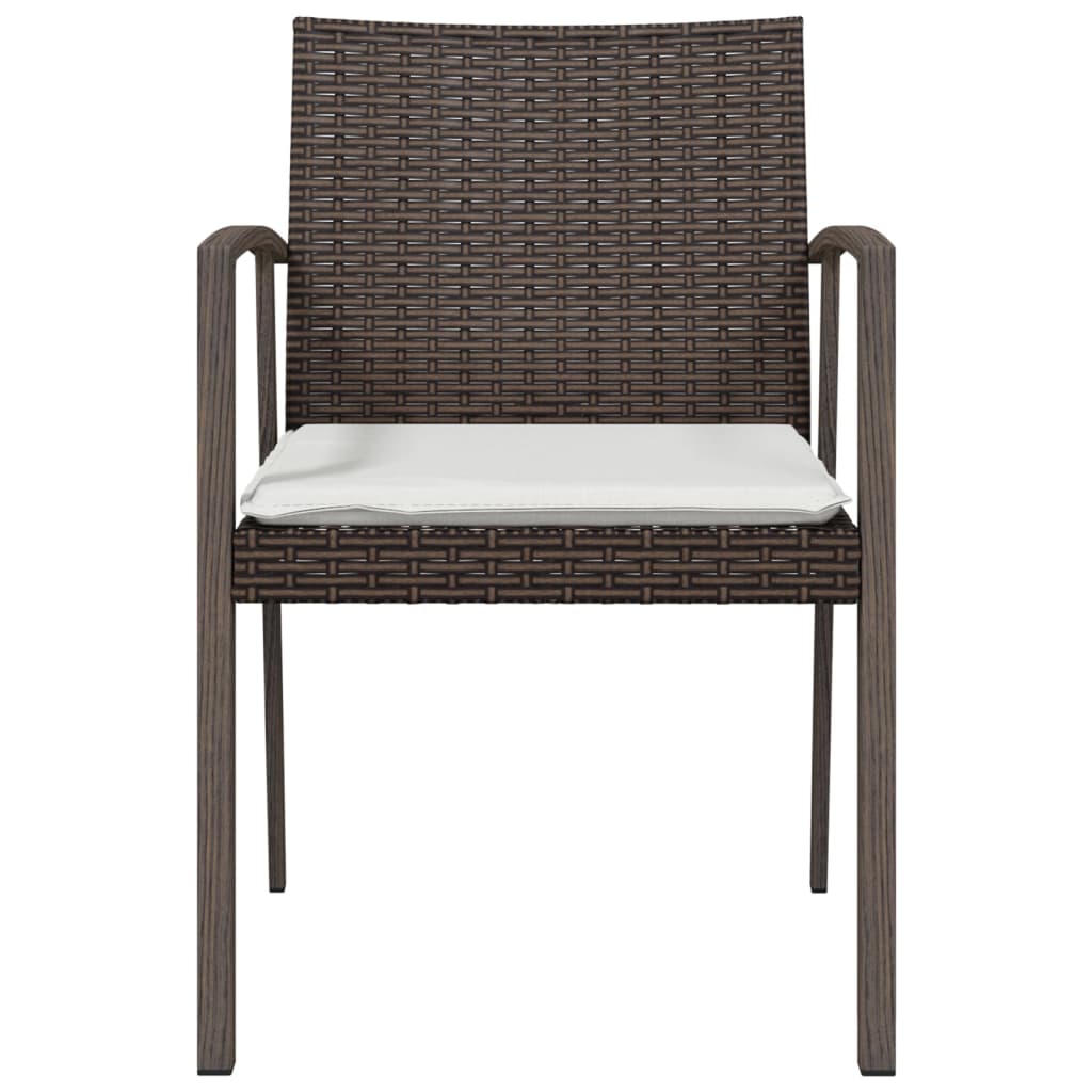 4 db barna polyrattan kerti szék párnával 56,5x57x83 cm