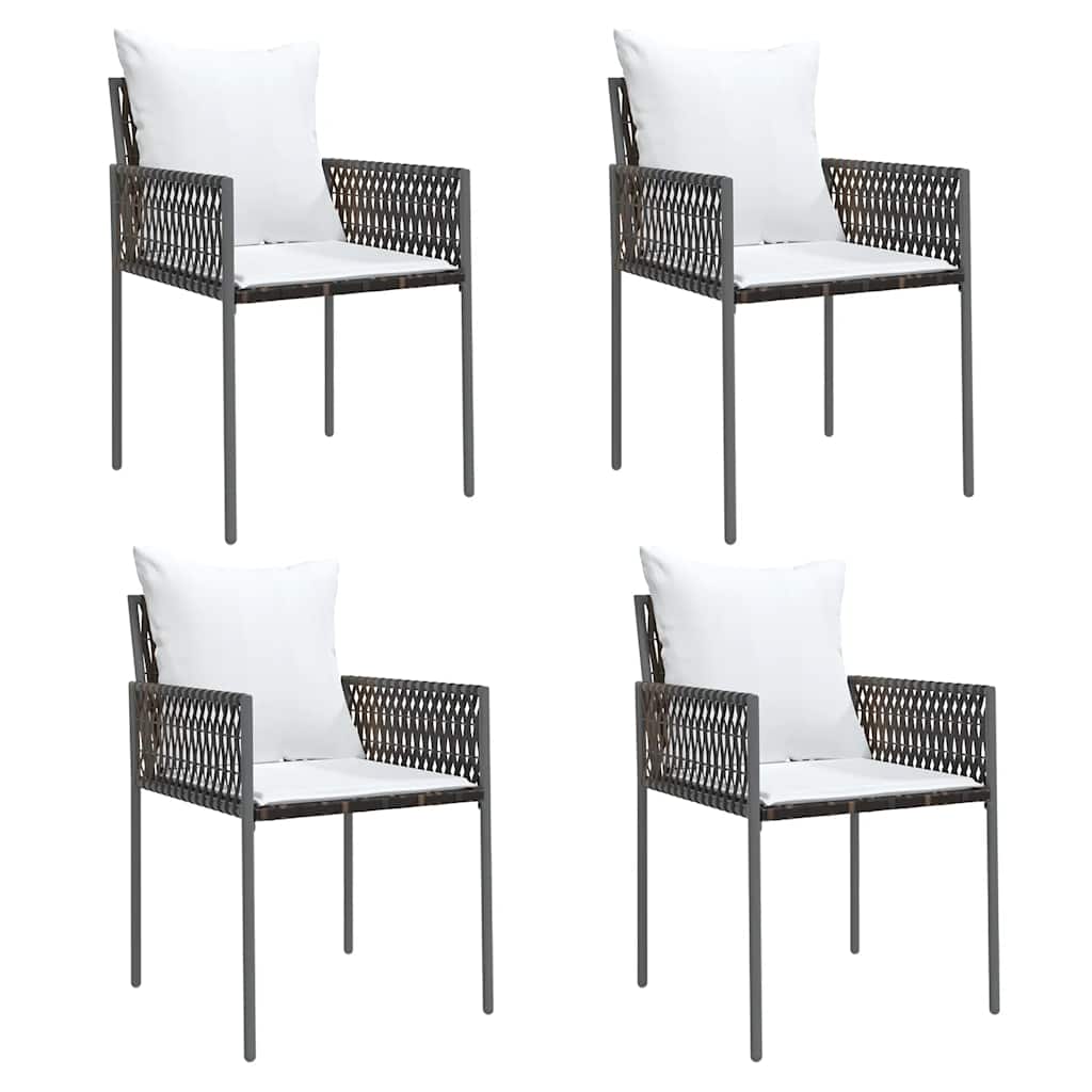 4 db barna polyrattan kerti szék párnával 54x61x83 cm