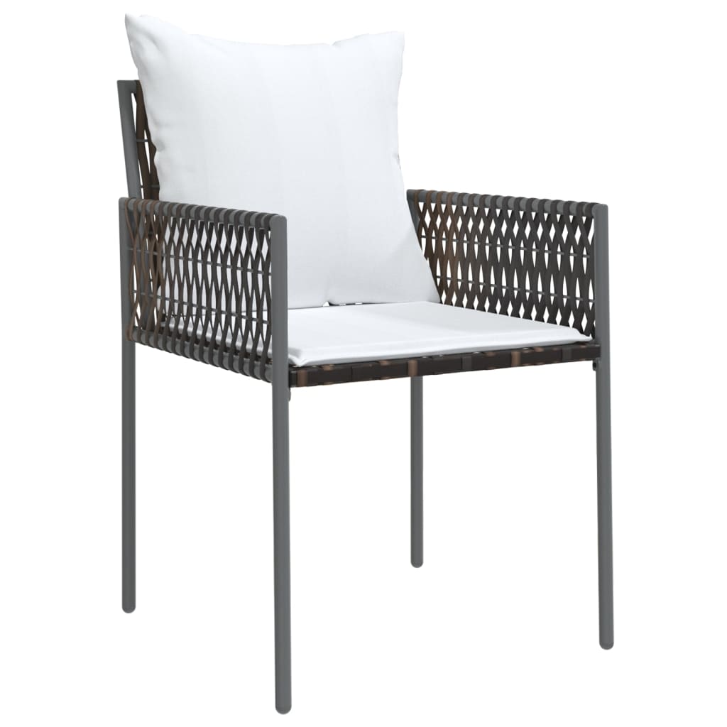 4 db barna polyrattan kerti szék párnával 54x61x83 cm