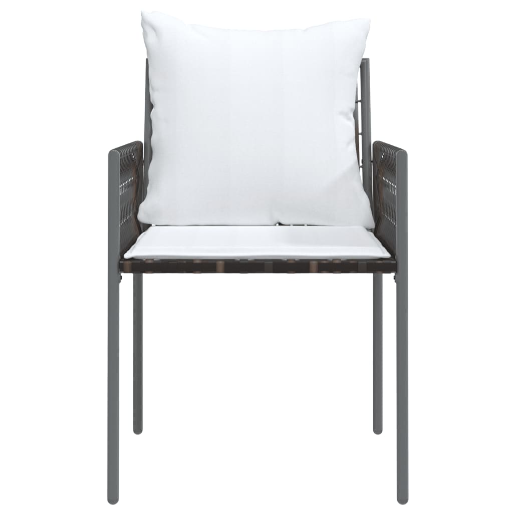 4 db barna polyrattan kerti szék párnával 54x61x83 cm