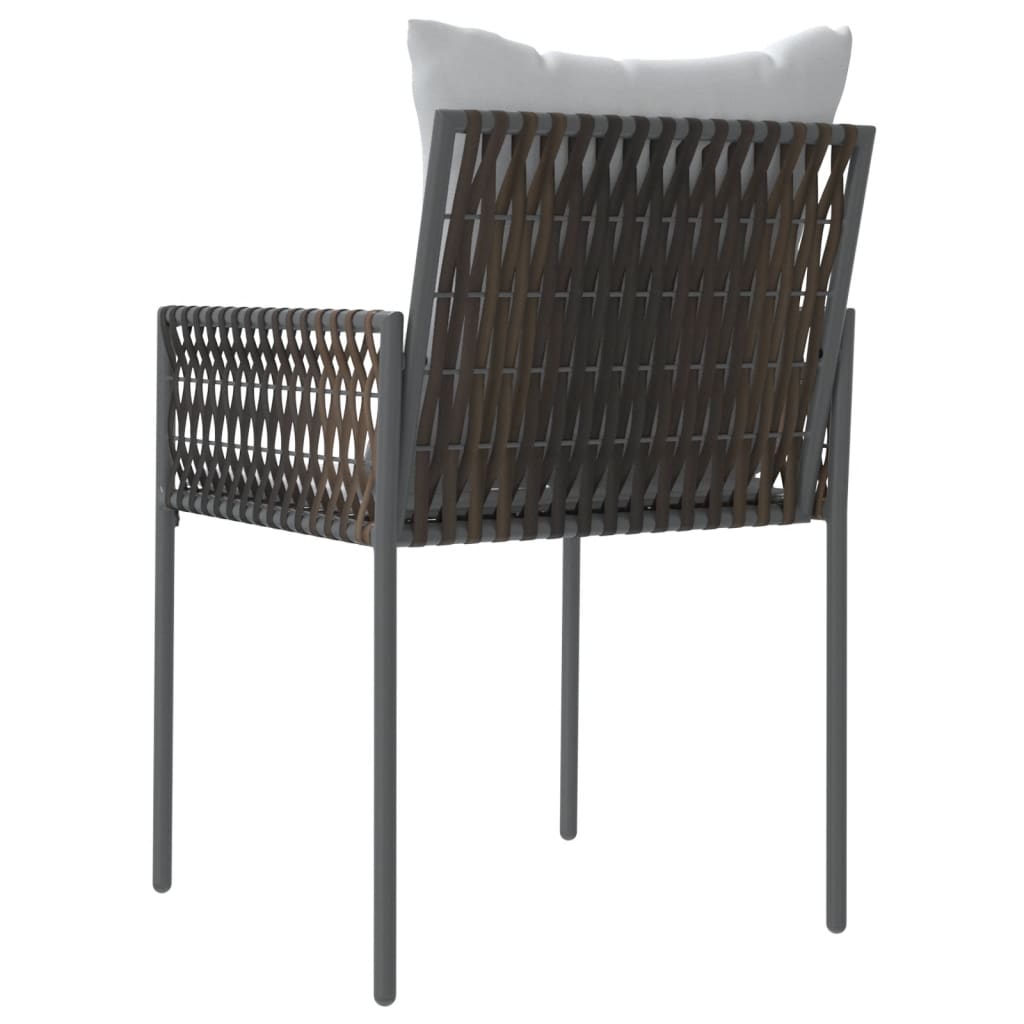 4 db barna polyrattan kerti szék párnával 54x61x83 cm