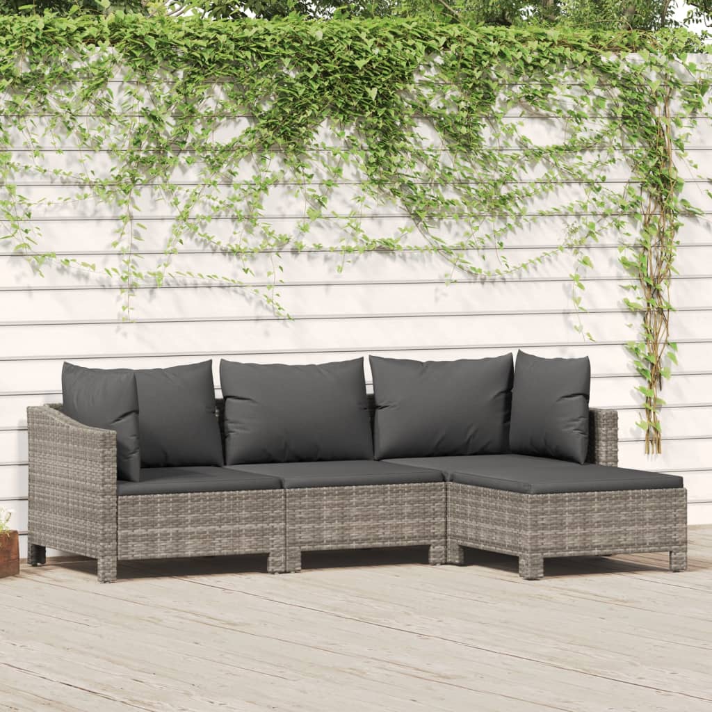 4 részes szürke polyrattan kerti ülőgarnitúra párnákkal