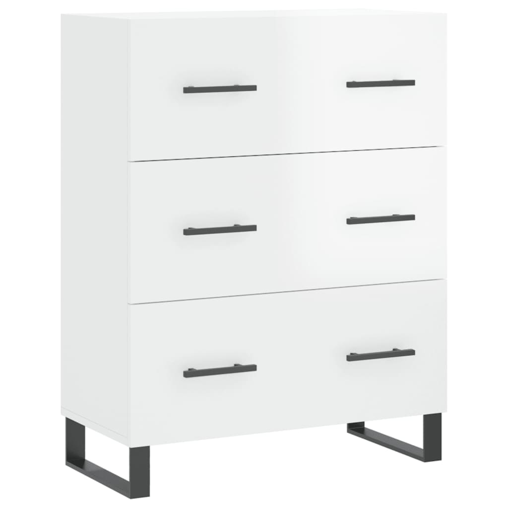 Magasfényű fehér szerelt fa tálalószekrény 69,5 x 34 x 90 cm Magasfényű fehér szerelt fa tálalószekrény 69,5 x 34 x 90 cm