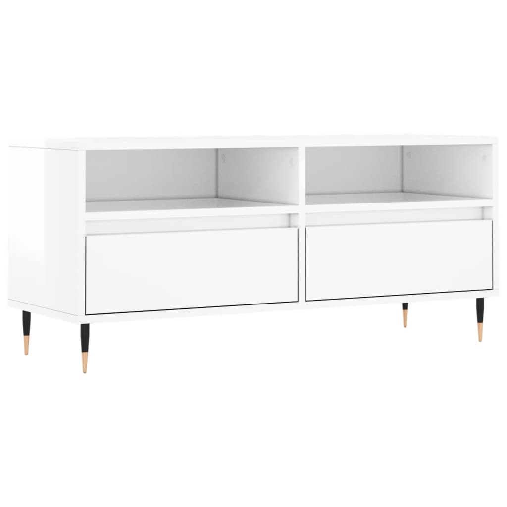 Magasfényű fehér szerelt fa tv-szekrény 100 x 34,5 x 44,5 cm Magasfényű fehér szerelt fa tv-szekrény 100 x 34,5 x 44,5 cm