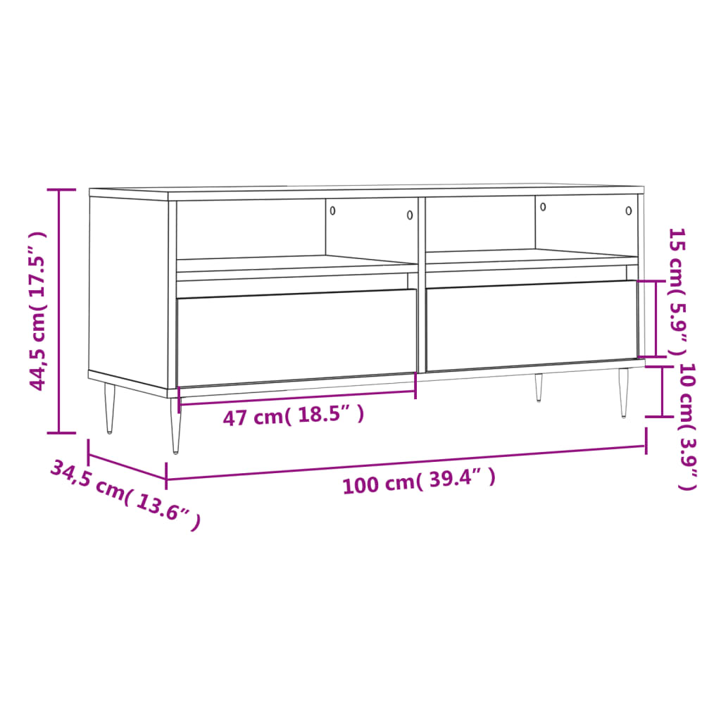Füstös tölgyszínű szerelt fa tv-szekrény 100x34,5x44,5 cm Füstös tölgyszínű szerelt fa tv-szekrény 100x34,5x44,5 cm