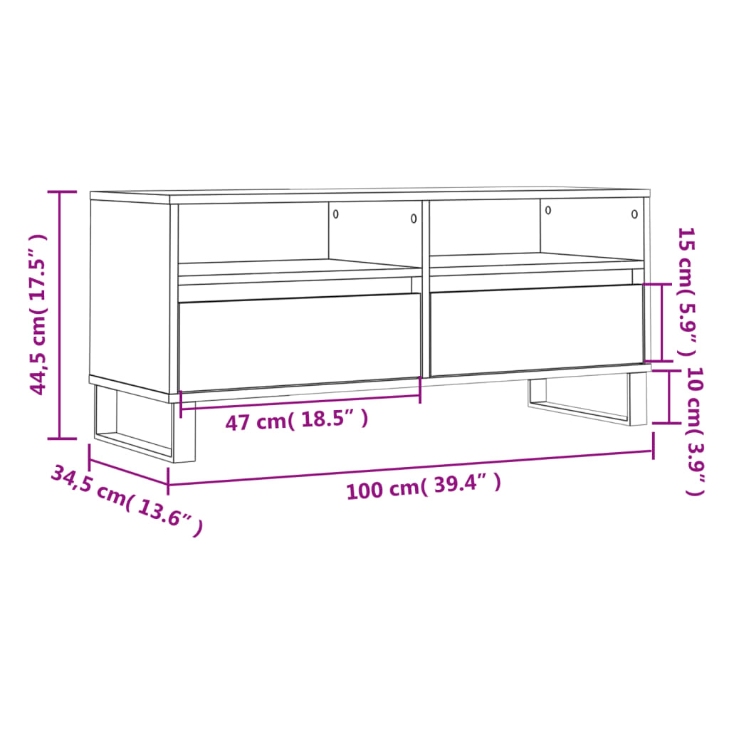 Fehér szerelt fa tv-szekrény 100x34,5x44,5 cm Fehér szerelt fa tv-szekrény 100x34,5x44,5 cm