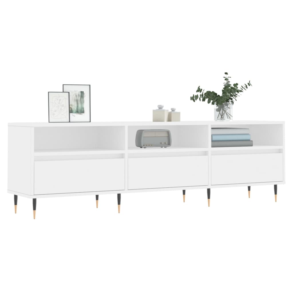 Fehér szerelt fa tv-szekrény 150 x 30 x 44,5 cm Fehér szerelt fa tv-szekrény 150 x 30 x 44,5 cm