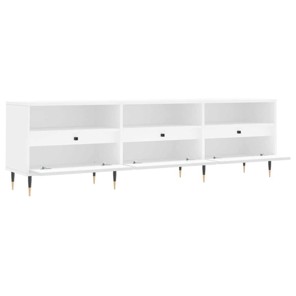 Fehér szerelt fa tv-szekrény 150 x 30 x 44,5 cm Fehér szerelt fa tv-szekrény 150 x 30 x 44,5 cm