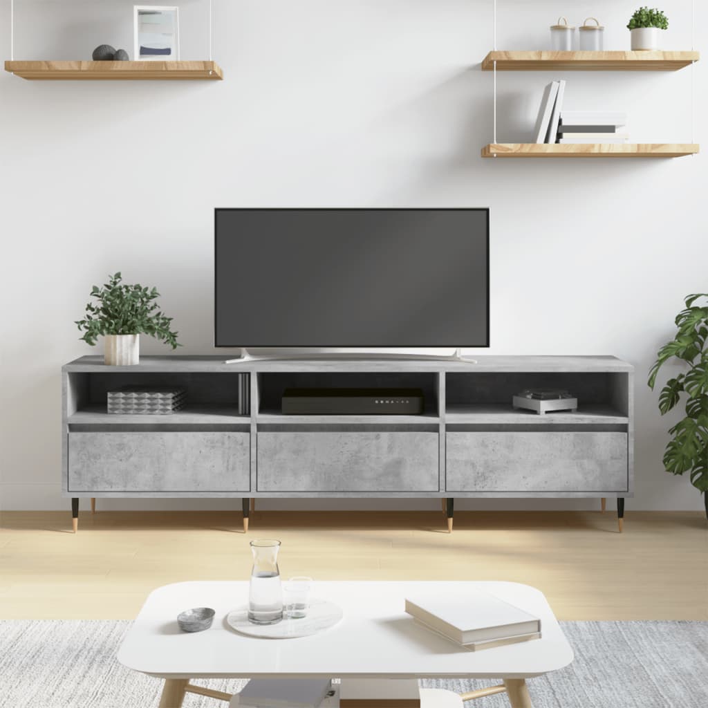 Betonszürke szerelt fa tv-szekrény 150x30x44,5 cm Betonszürke szerelt fa tv-szekrény 150x30x44,5 cm