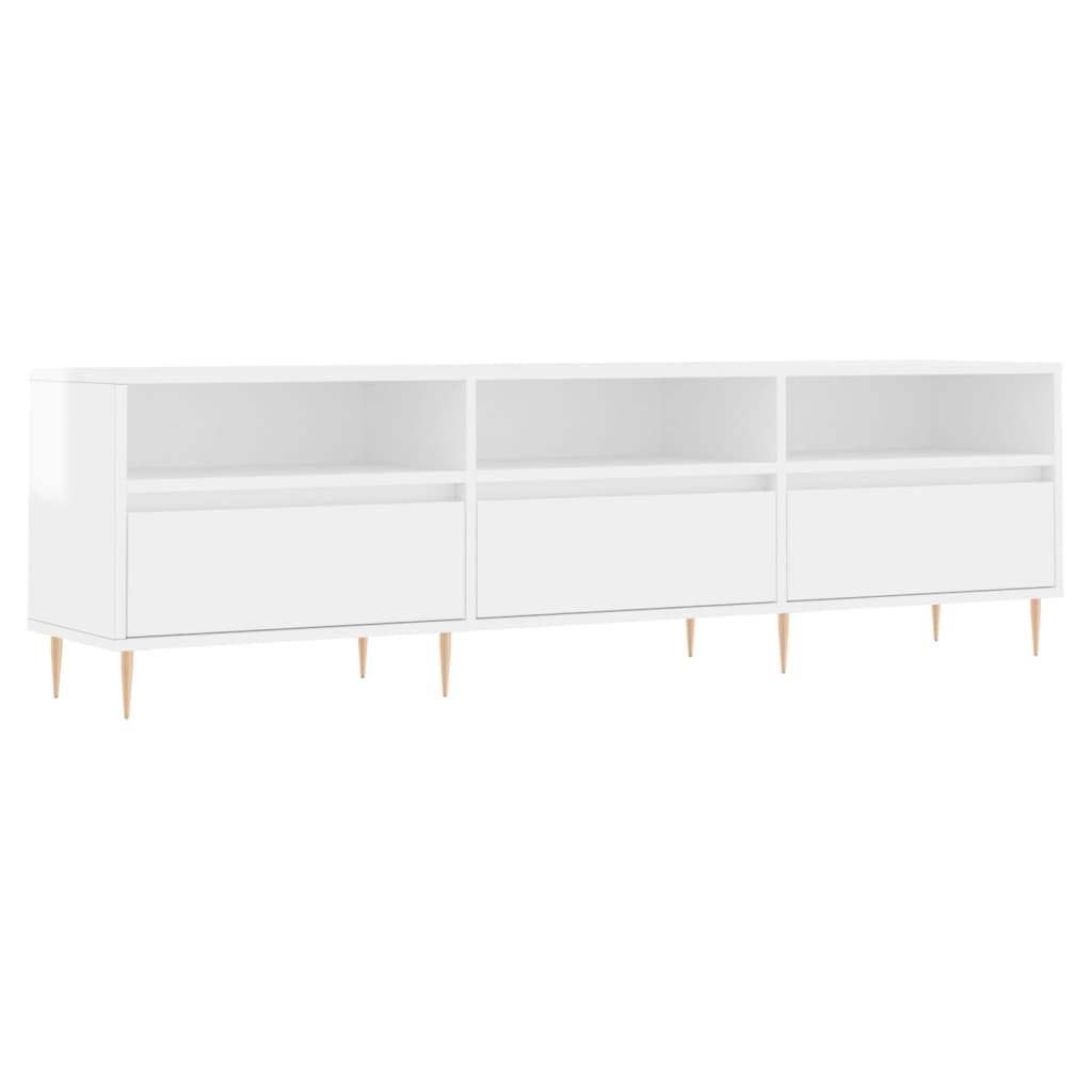 Magasfényű fehér szerelt fa tv-szekrény 150 x 30 x 44,5 cm Magasfényű fehér szerelt fa tv-szekrény 150 x 30 x 44,5 cm