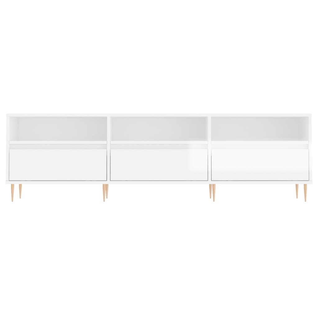 Magasfényű fehér szerelt fa tv-szekrény 150 x 30 x 44,5 cm Magasfényű fehér szerelt fa tv-szekrény 150 x 30 x 44,5 cm