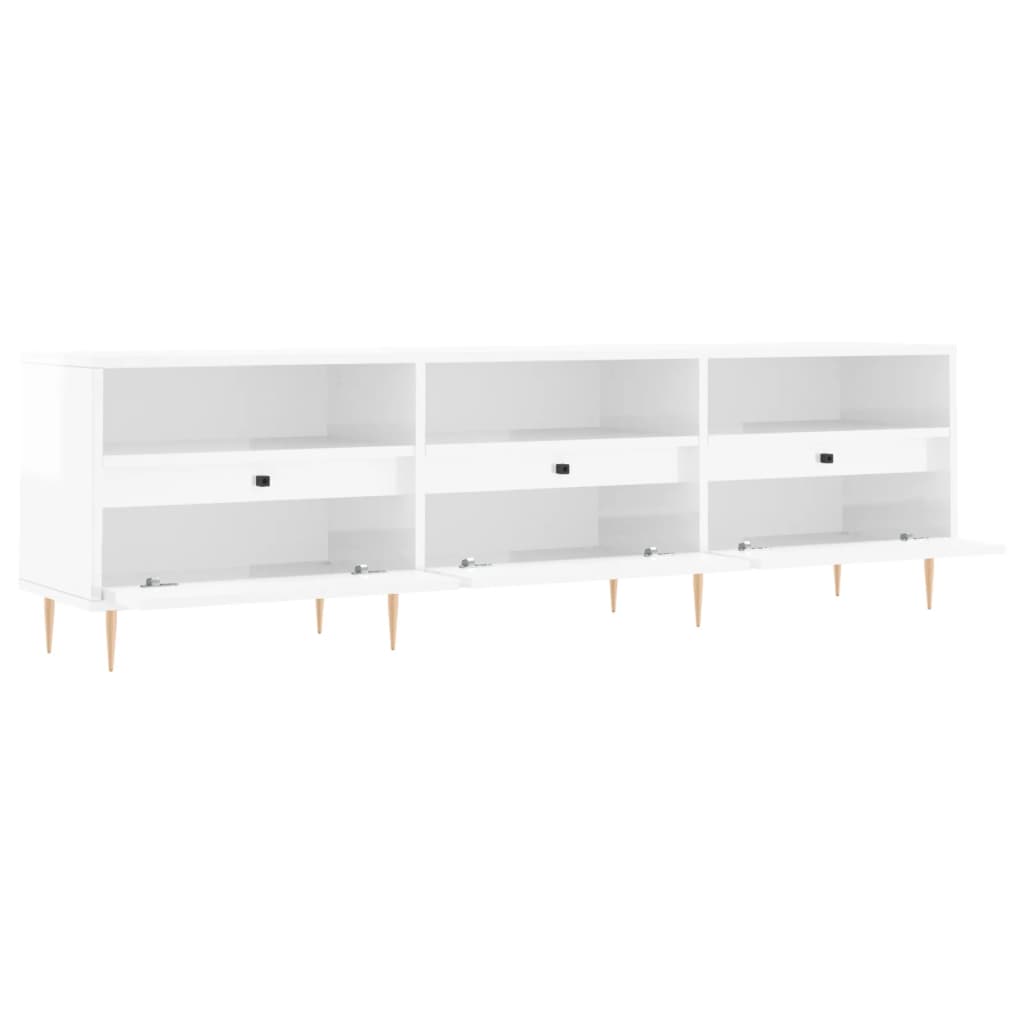 Magasfényű fehér szerelt fa tv-szekrény 150 x 30 x 44,5 cm Magasfényű fehér szerelt fa tv-szekrény 150 x 30 x 44,5 cm