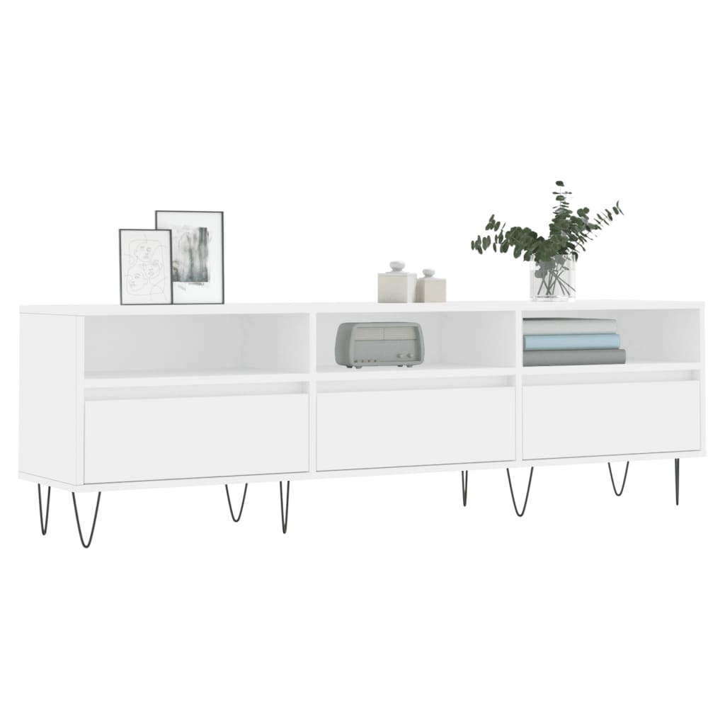 Fehér szerelt fa tv-szekrény 150 x 30 x 44,5 cm Fehér szerelt fa tv-szekrény 150 x 30 x 44,5 cm