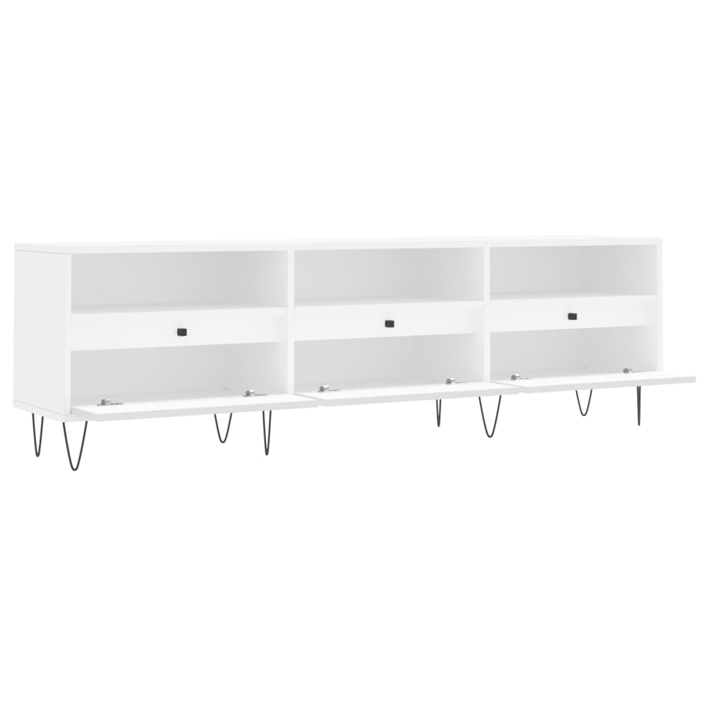 Fehér szerelt fa tv-szekrény 150 x 30 x 44,5 cm Fehér szerelt fa tv-szekrény 150 x 30 x 44,5 cm