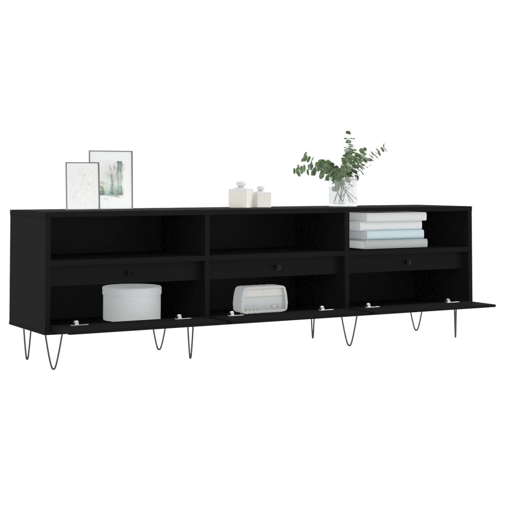 Fekete szerelt fa tv-szekrény 150 x 30 x 44,5 cm Fekete szerelt fa tv-szekrény 150 x 30 x 44,5 cm