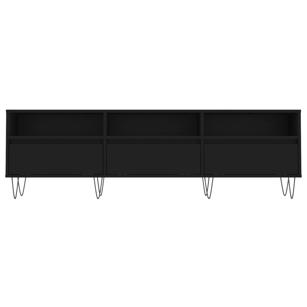 Fekete szerelt fa tv-szekrény 150 x 30 x 44,5 cm Fekete szerelt fa tv-szekrény 150 x 30 x 44,5 cm