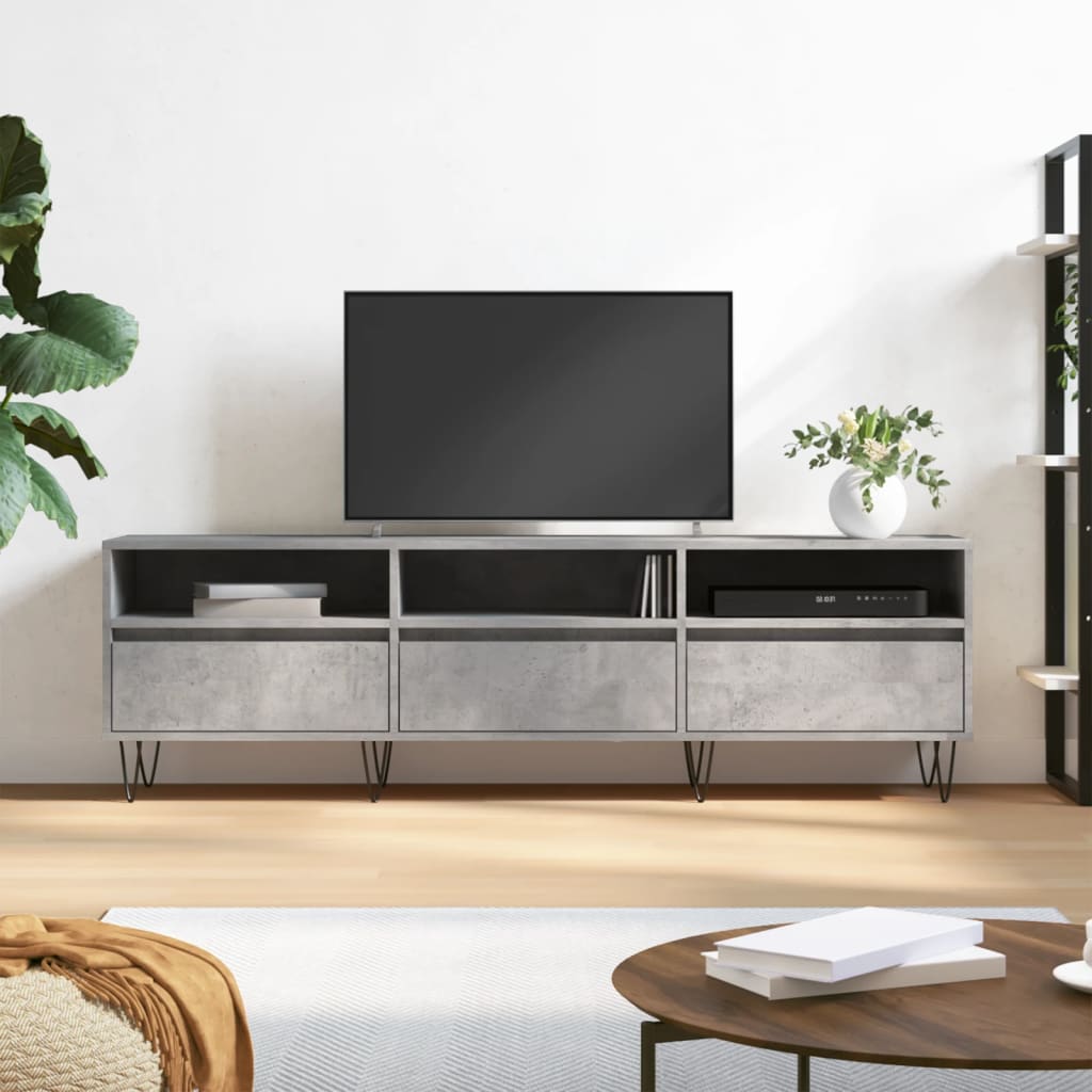 Betonszürke szerelt fa tv-szekrény 150x30x44,5 cm Betonszürke szerelt fa tv-szekrény 150x30x44,5 cm