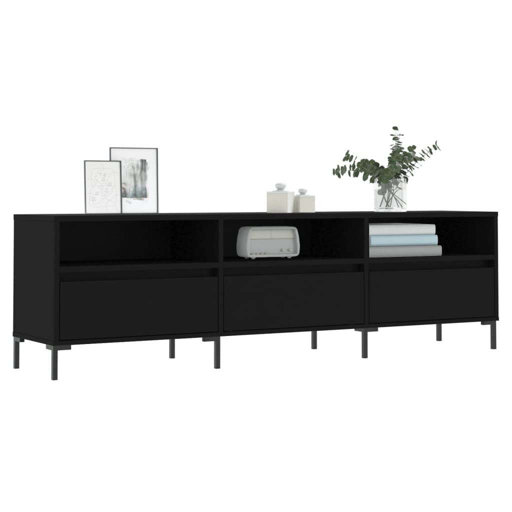 Fekete szerelt fa tv-szekrény 150 x 30 x 44,5 cm Fekete szerelt fa tv-szekrény 150 x 30 x 44,5 cm