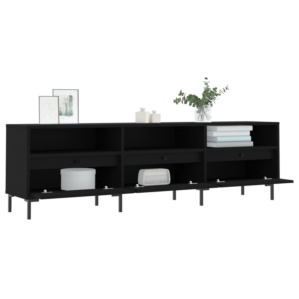 Fekete szerelt fa tv-szekrény 150 x 30 x 44,5 cm Fekete szerelt fa tv-szekrény 150 x 30 x 44,5 cm