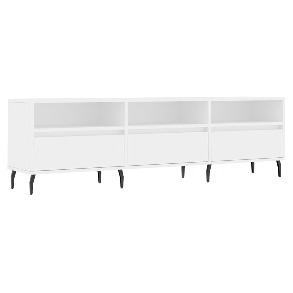 Fehér szerelt fa tv-szekrény 150 x 30 x 44,5 cm Fehér szerelt fa tv-szekrény 150 x 30 x 44,5 cm