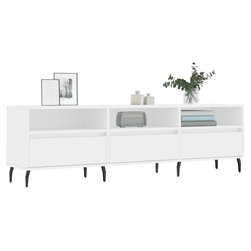 Fehér szerelt fa tv-szekrény 150 x 30 x 44,5 cm Fehér szerelt fa tv-szekrény 150 x 30 x 44,5 cm