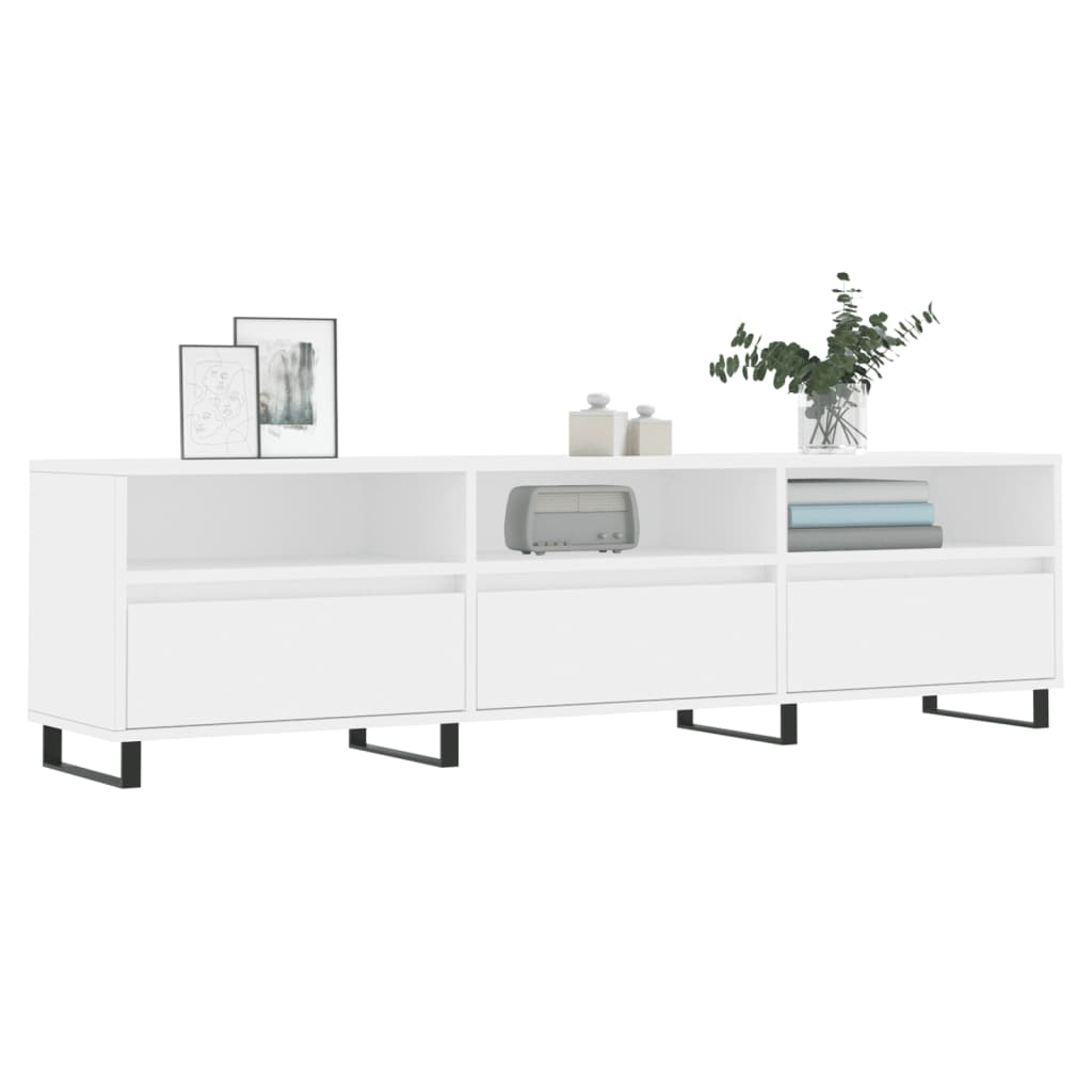 Fehér szerelt fa tv-szekrény 150 x 30 x 44,5 cm Fehér szerelt fa tv-szekrény 150 x 30 x 44,5 cm