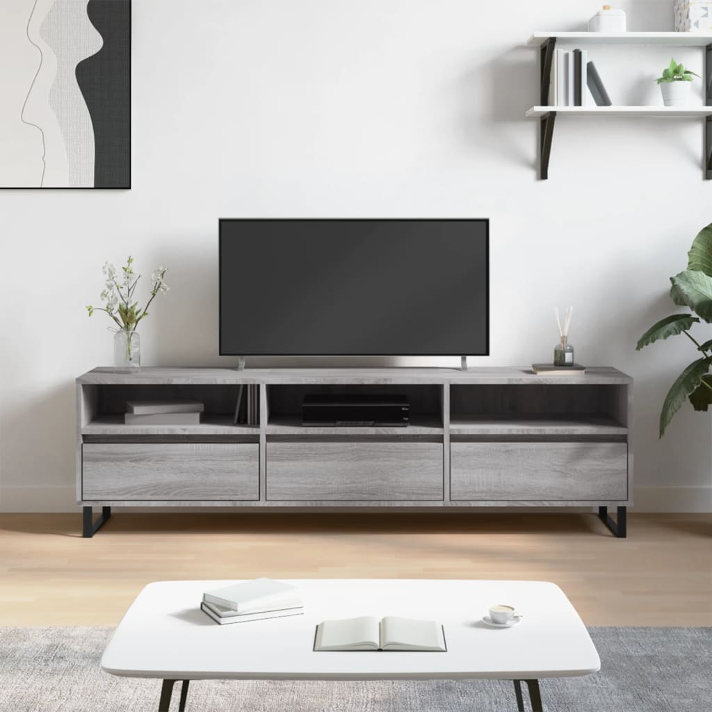 Szürke sonoma színű szerelt fa tv-szekrény 150x30x44,5 cm Szürke sonoma színű szerelt fa tv-szekrény 150x30x44,5 cm