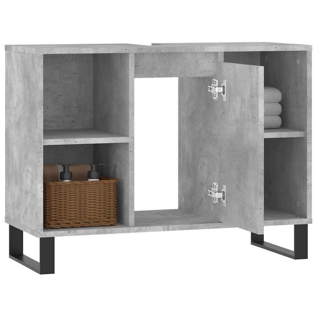 Betonszürke szerelt fa fürdőszobaszekrény 80 x 33 x 60 cm