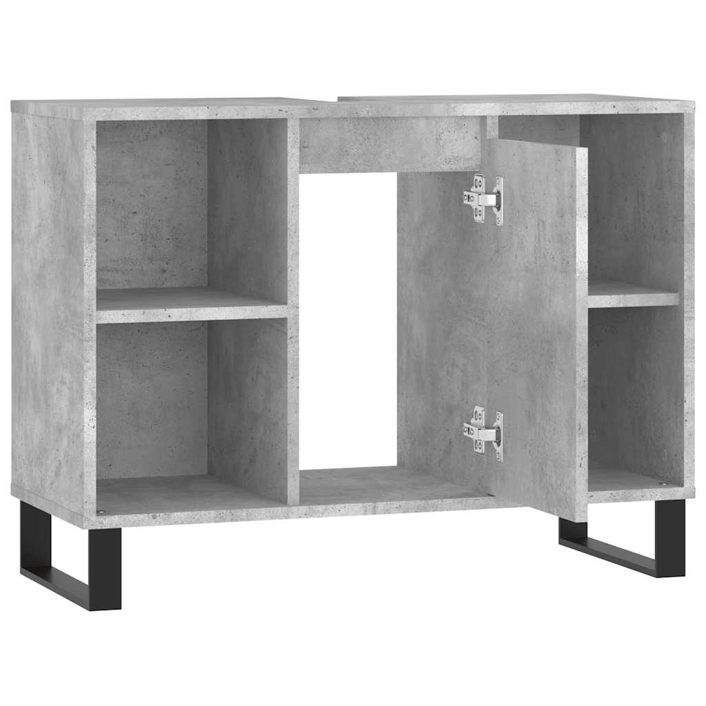 Betonszürke szerelt fa fürdőszobaszekrény 80 x 33 x 60 cm