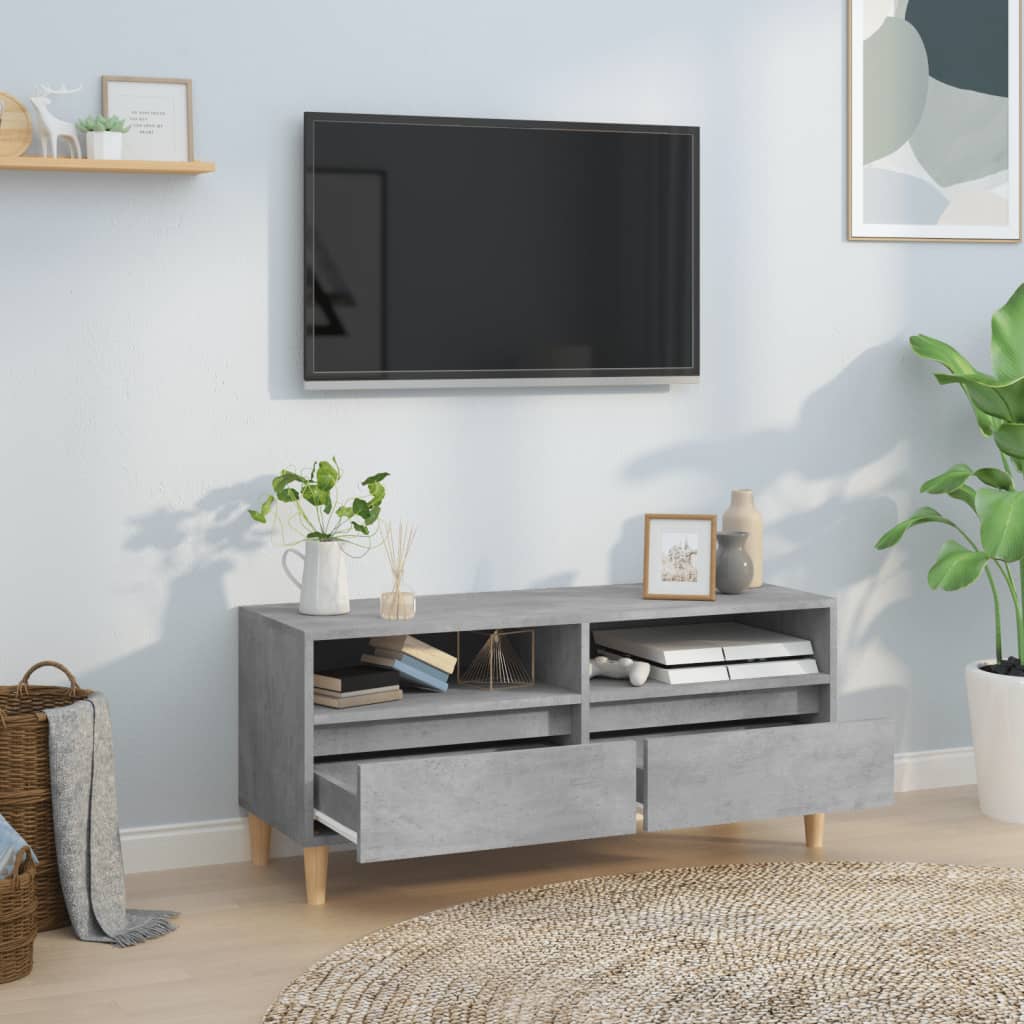 Betonszürke szerelt fa tv-szekrény 100x34,5x44,5 cm