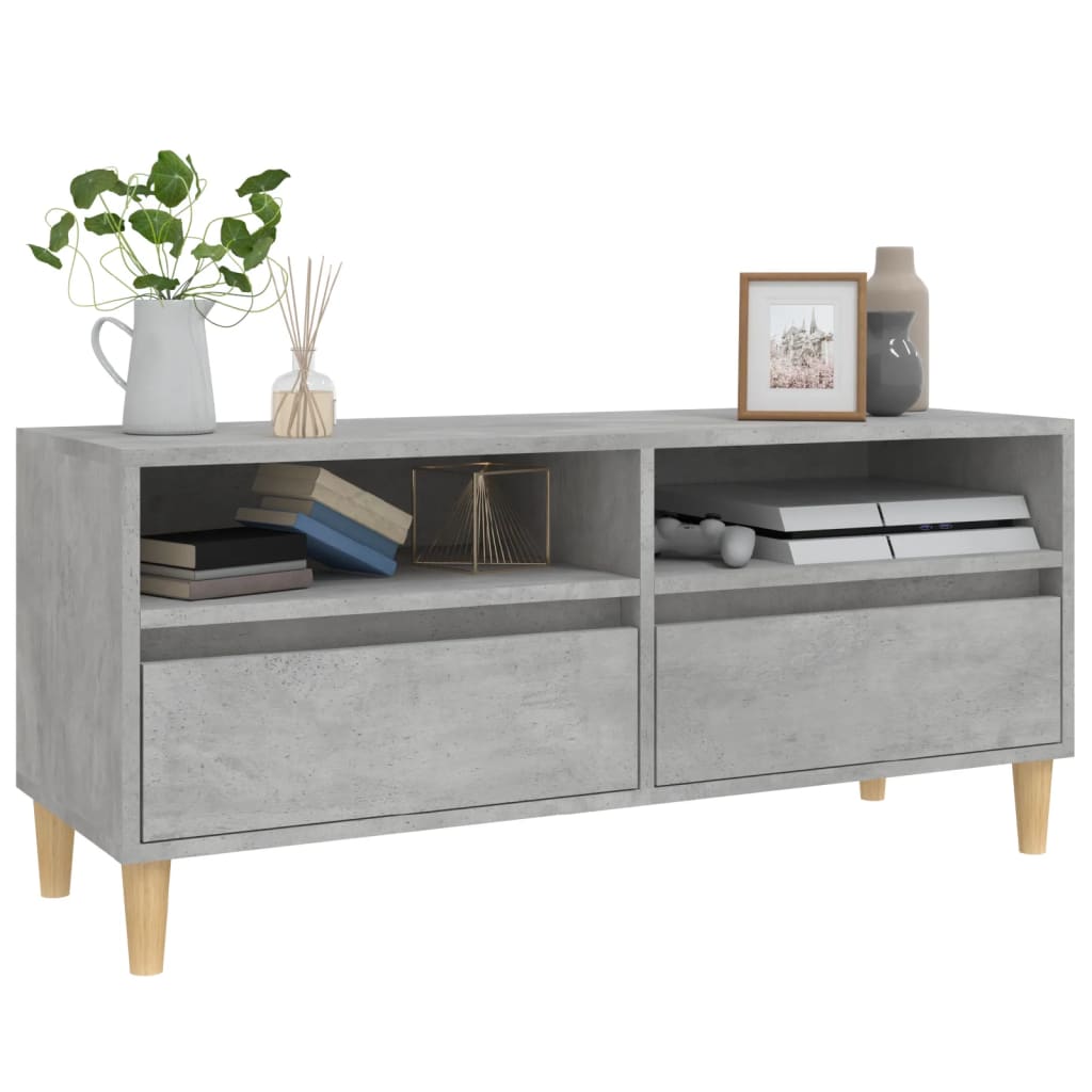 Betonszürke szerelt fa tv-szekrény 100x34,5x44,5 cm