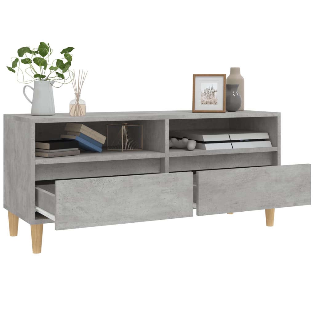 Betonszürke szerelt fa tv-szekrény 100x34,5x44,5 cm