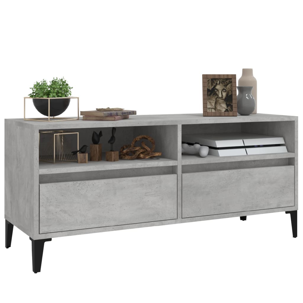 Betonszürke szerelt fa tv-szekrény 100x34,5x44,5 cm Betonszürke szerelt fa tv-szekrény 100x34,5x44,5 cm
