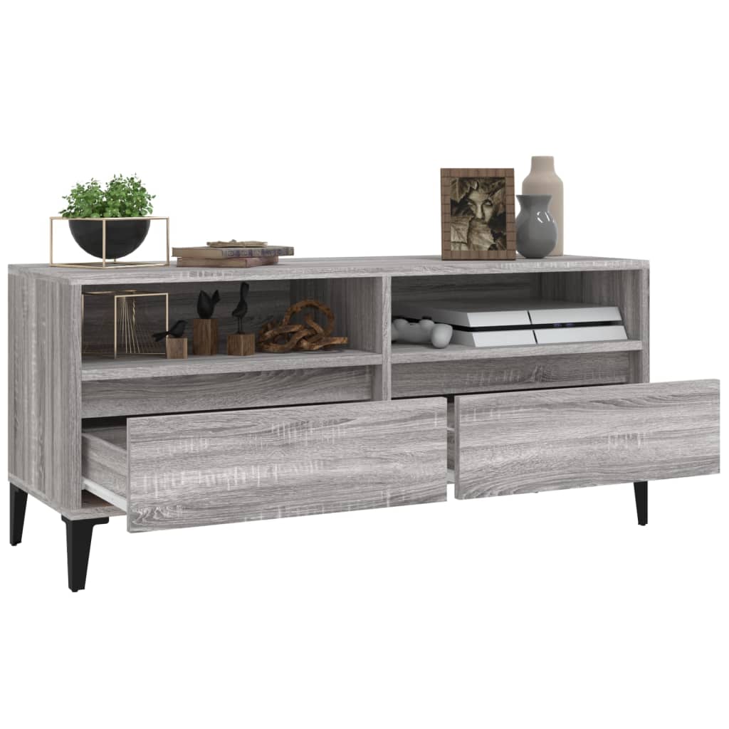 Szürke sonoma színű szerelt fa tv-szekrény 100x34,5x44,5 cm Szürke sonoma színű szerelt fa tv-szekrény 100x34,5x44,5 cm