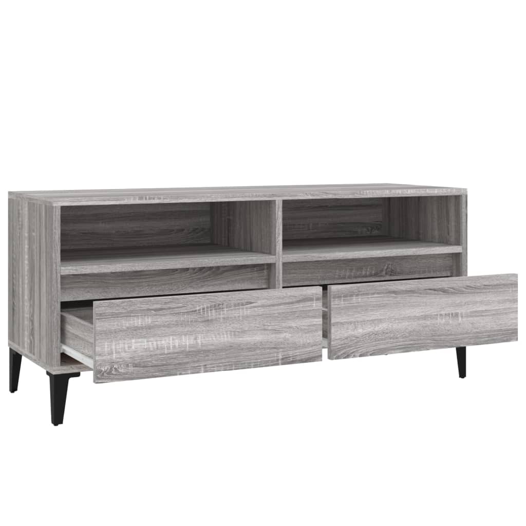 Szürke sonoma színű szerelt fa tv-szekrény 100x34,5x44,5 cm Szürke sonoma színű szerelt fa tv-szekrény 100x34,5x44,5 cm