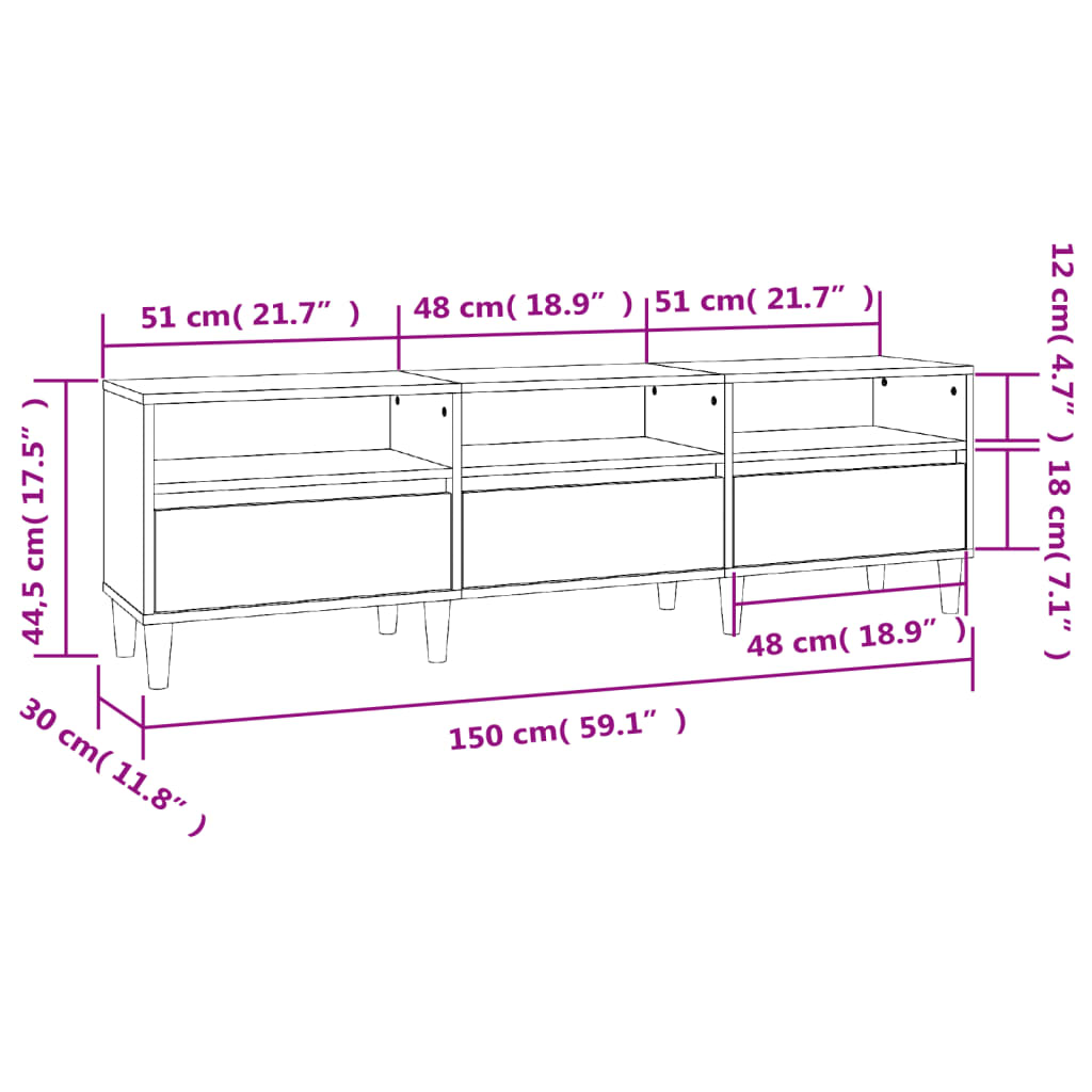 Betonszürke szerelt fa tv-szekrény 150x30x44,5 cm Betonszürke szerelt fa tv-szekrény 150x30x44,5 cm