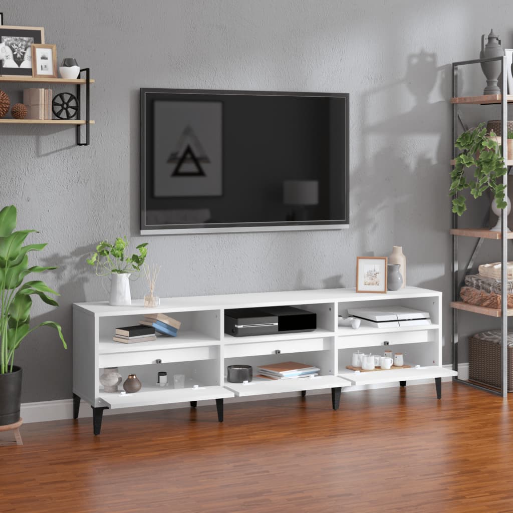 Fehér szerelt fa tv-szekrény 150 x 30 x 44,5 cm Fehér szerelt fa tv-szekrény 150 x 30 x 44,5 cm
