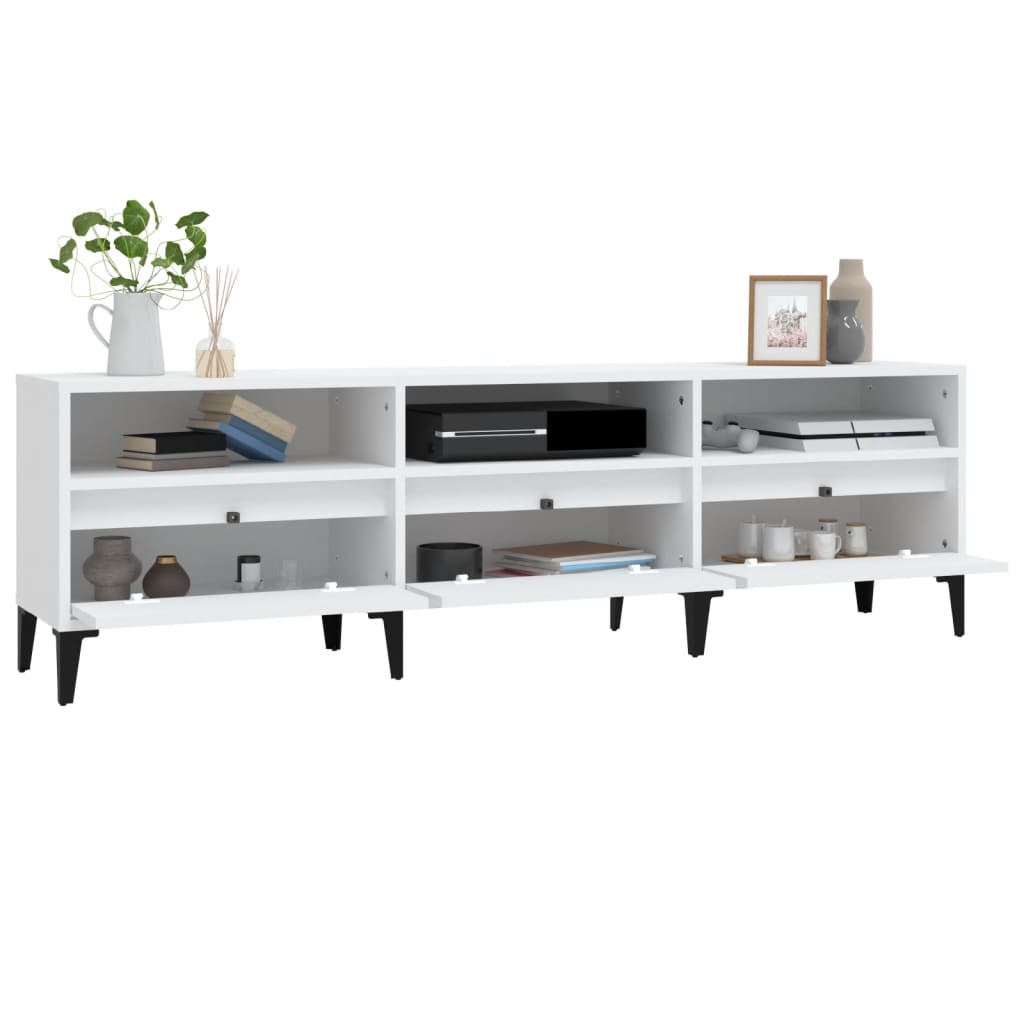Fehér szerelt fa tv-szekrény 150 x 30 x 44,5 cm Fehér szerelt fa tv-szekrény 150 x 30 x 44,5 cm
