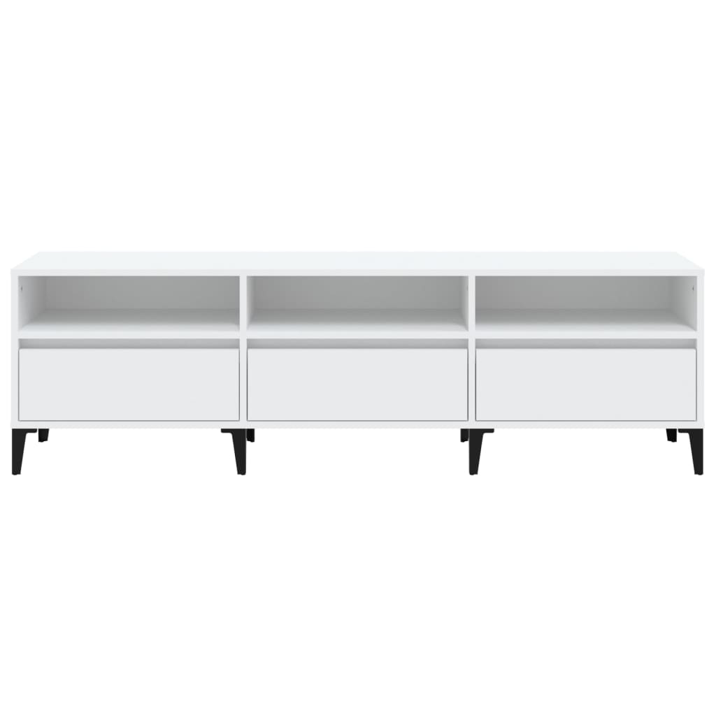 Fehér szerelt fa tv-szekrény 150 x 30 x 44,5 cm Fehér szerelt fa tv-szekrény 150 x 30 x 44,5 cm