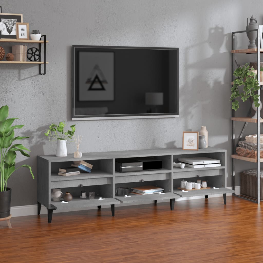 Betonszürke szerelt fa tv-szekrény 150x30x44,5 cm