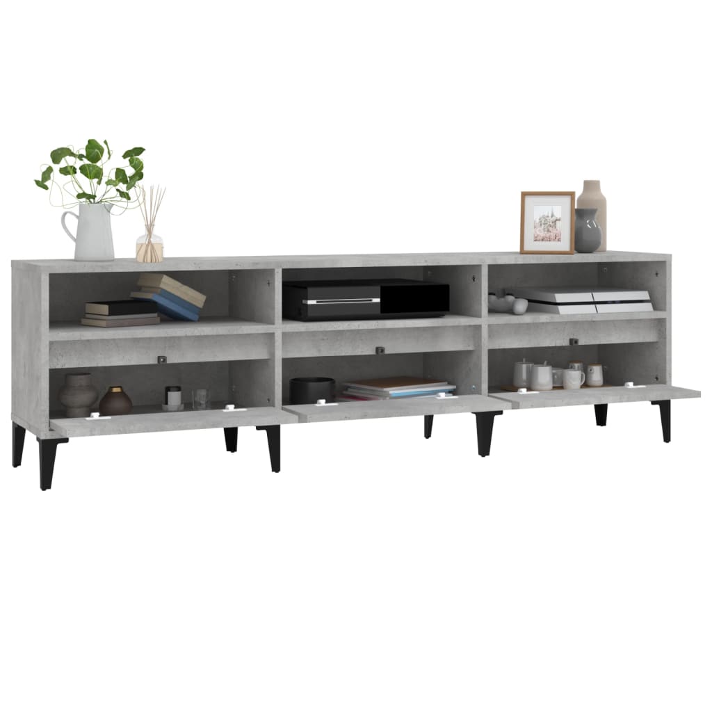 Betonszürke szerelt fa tv-szekrény 150x30x44,5 cm