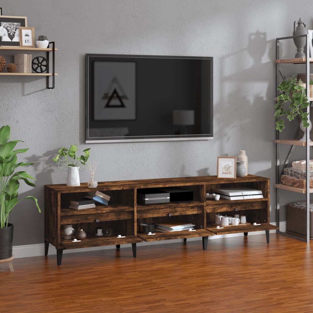 Füstös tölgyszínű szerelt fa tv-szekrény 150x30x44,5 cm