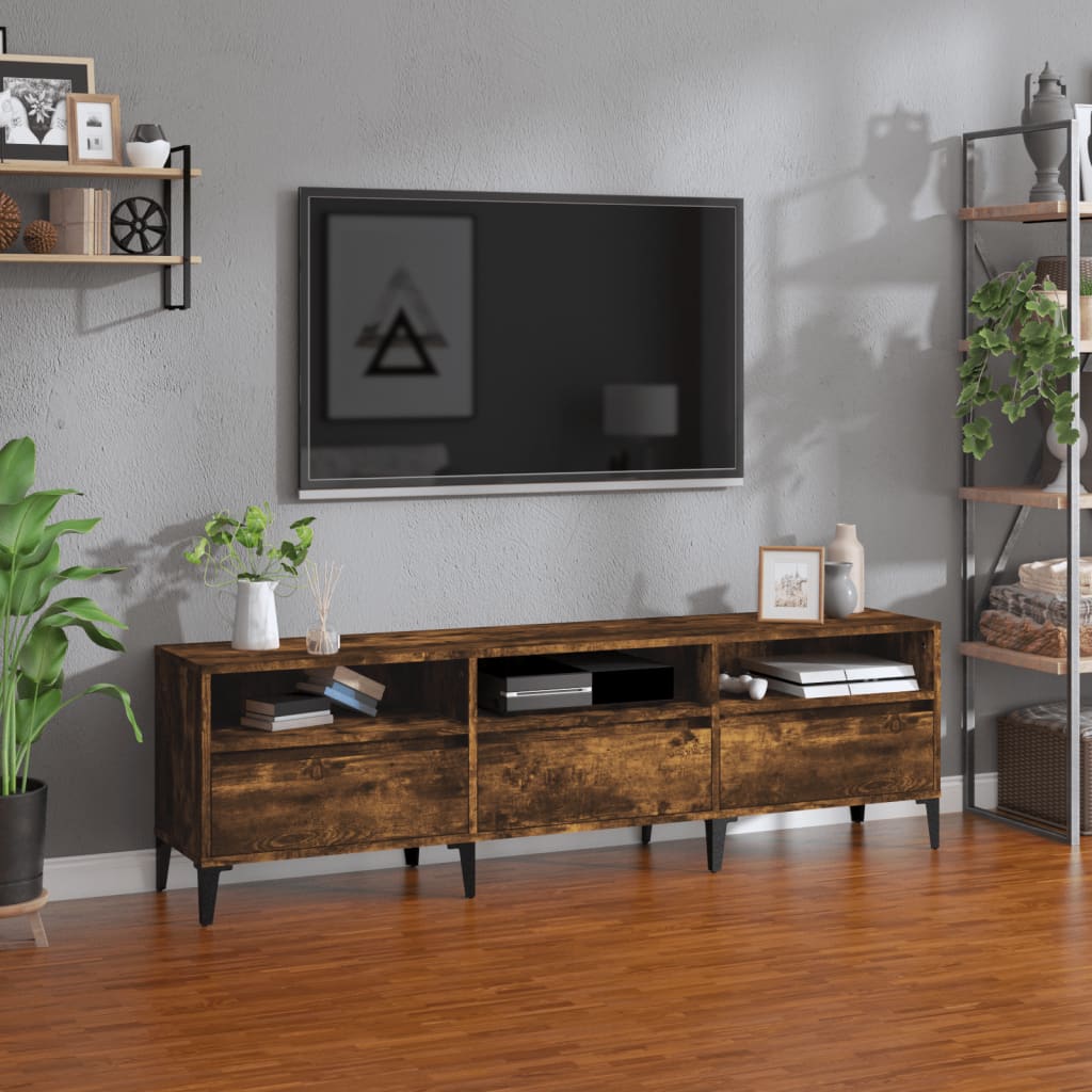 Füstös tölgyszínű szerelt fa tv-szekrény 150x30x44,5 cm