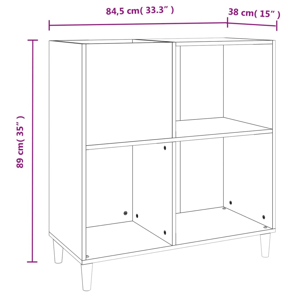 Fekete szerelt fa hanglemezszekrény 84,5 x 38 x 89 cm