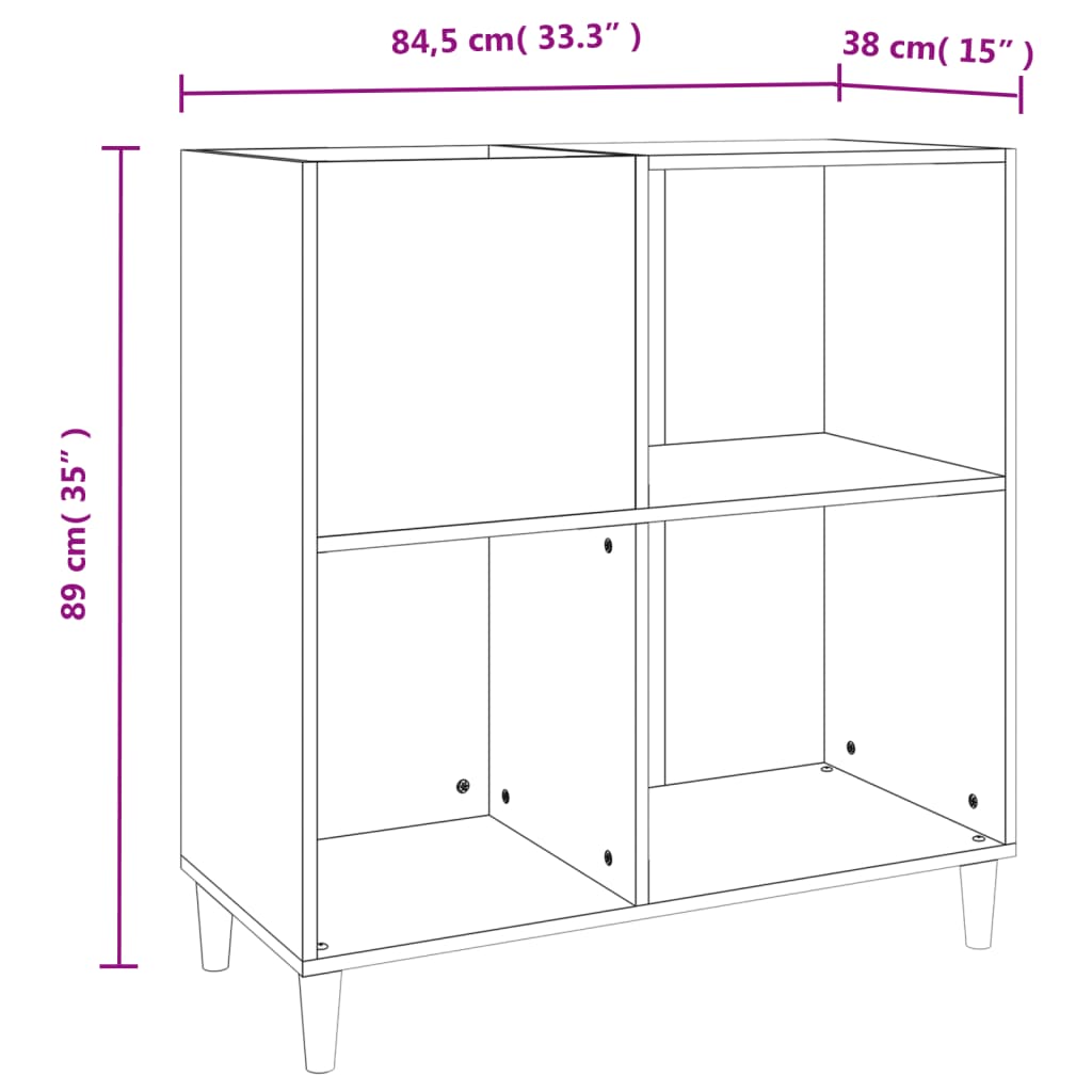 Füstös tölgy színű szerelt fa hanglemezszekrény 84,5x38x89 cm