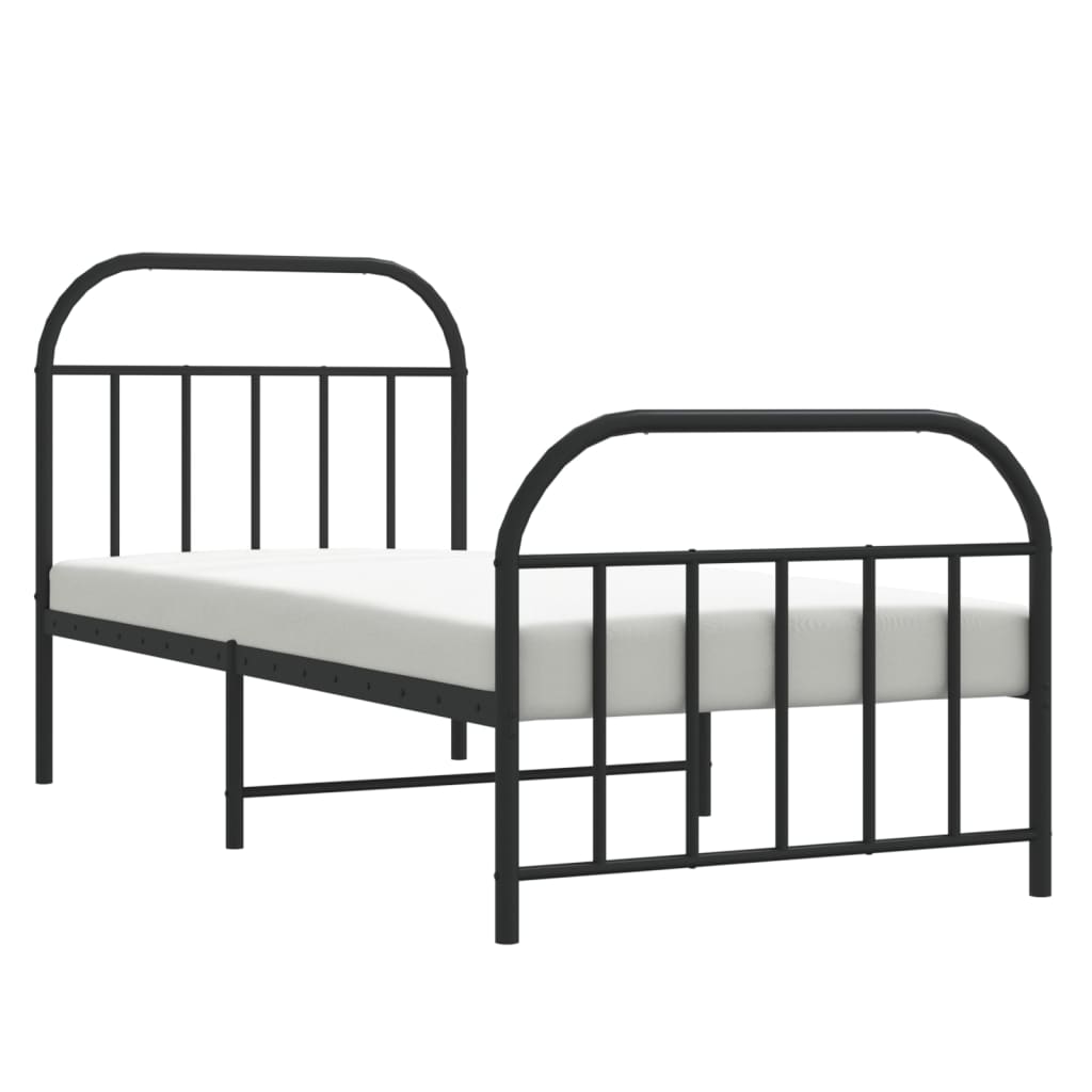 Fekete fém ágykeret fej- és lábtámlával 90 x 200 cm Fekete fém ágykeret fej- és lábtámlával 90 x 200 cm