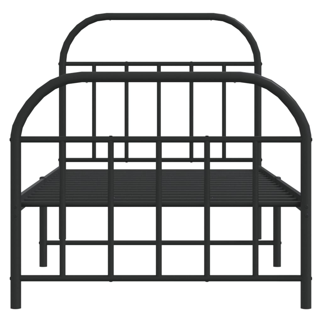 Fekete fém ágykeret fej- és lábtámlával 90 x 200 cm Fekete fém ágykeret fej- és lábtámlával 90 x 200 cm