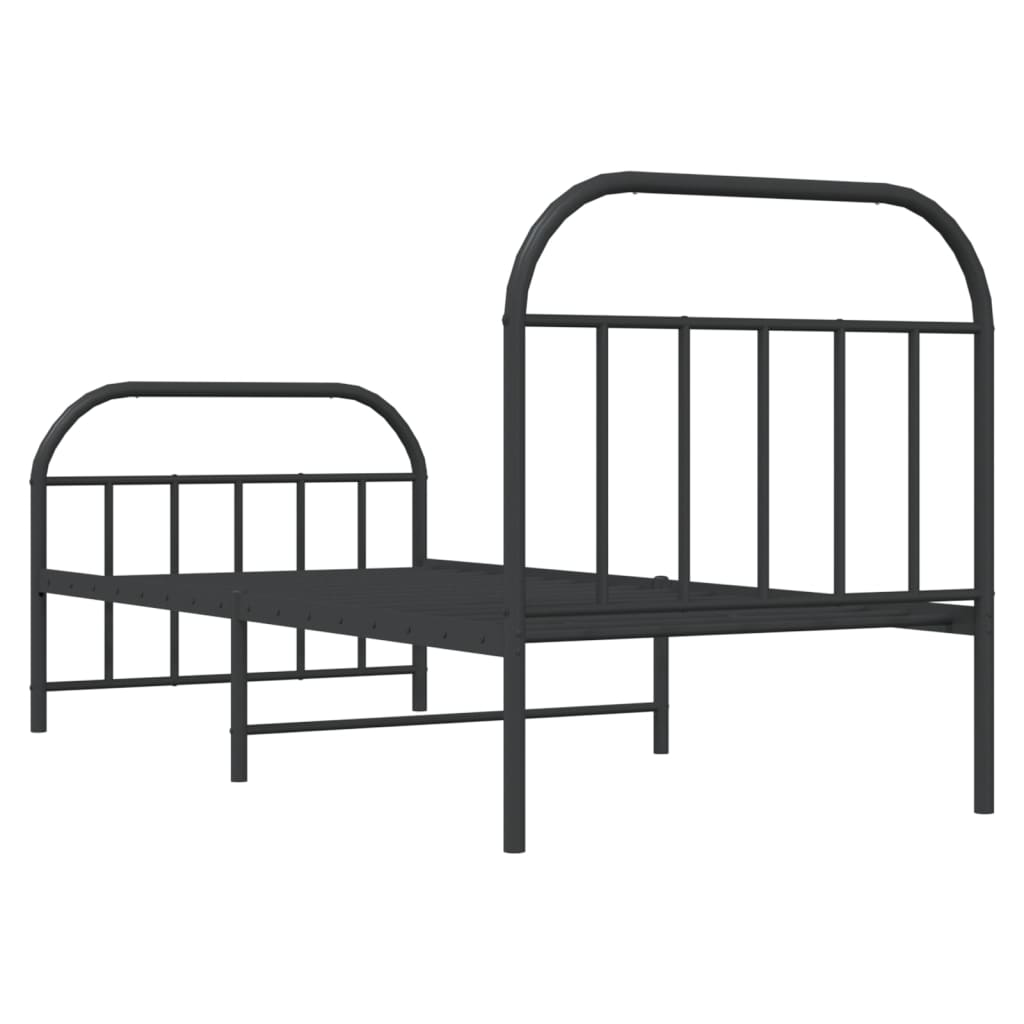Fekete fém ágykeret fej- és lábtámlával 90 x 200 cm Fekete fém ágykeret fej- és lábtámlával 90 x 200 cm