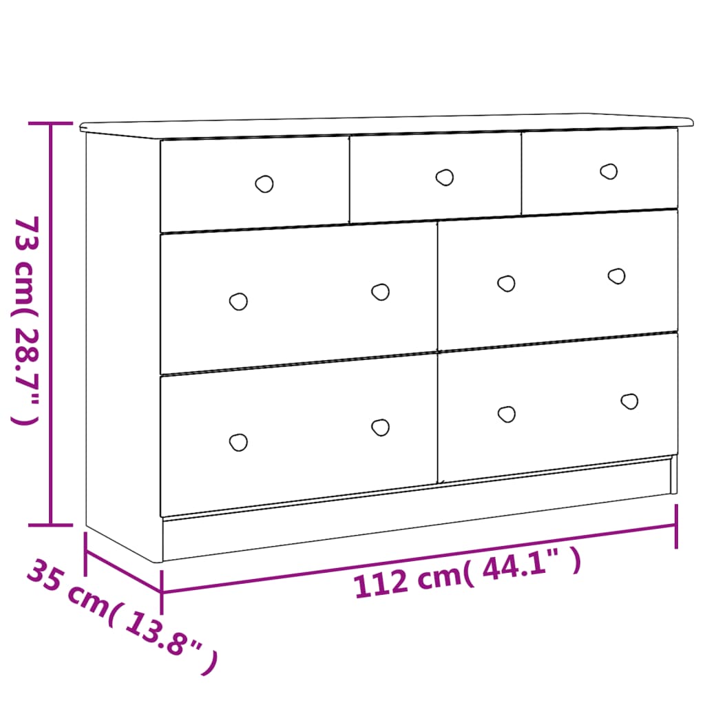 Alta tömör fenyőfa komód 112x35x73 cm Alta tömör fenyőfa komód 112x35x73 cm