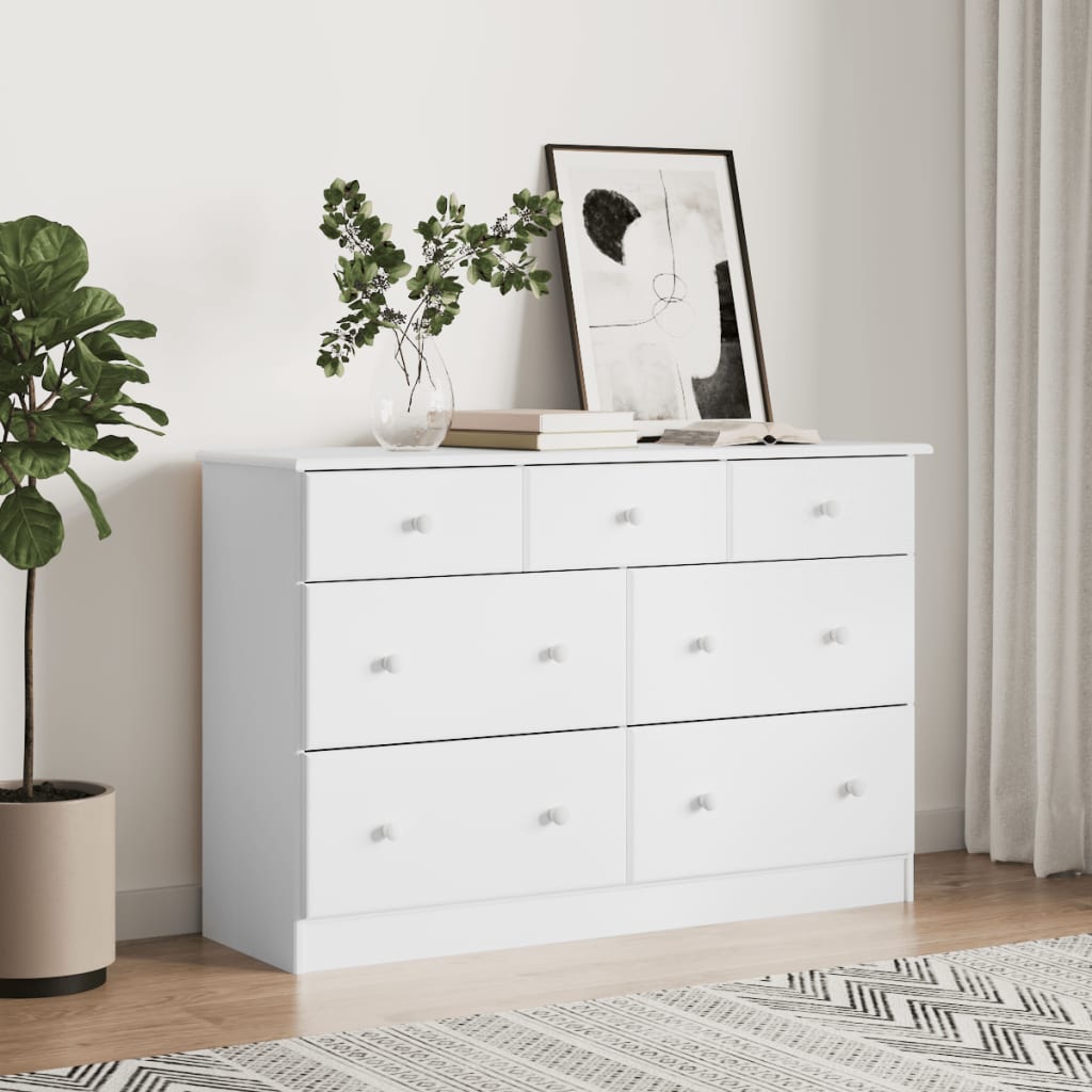 Alta fehér tömör fenyőfa komód 112x35x73 cm Alta fehér tömör fenyőfa komód 112x35x73 cm